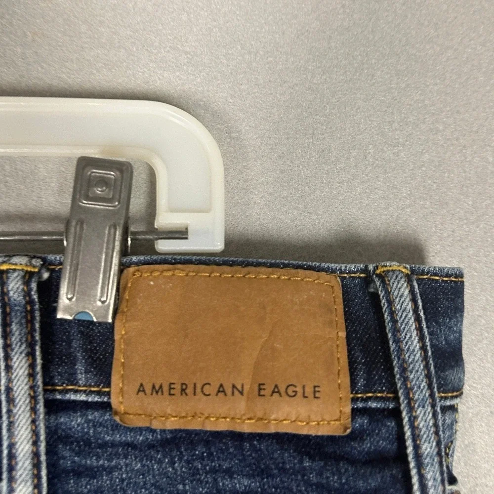 American Eagle Flex Jeans Mens 40X32 Blue Relaxed Straight Distressed Stretch